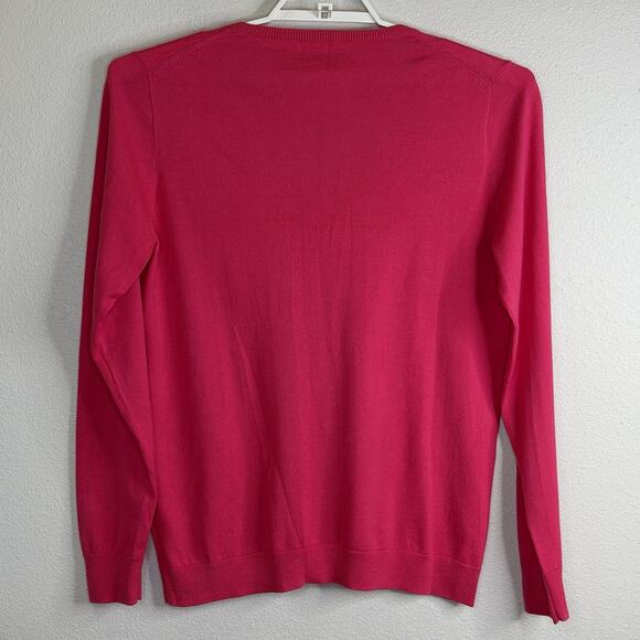 J. Crew V-Neck Pullover Sweater Womens Size XL Dark Pink Long Sleeve Lightweight - Picture 4 of 7